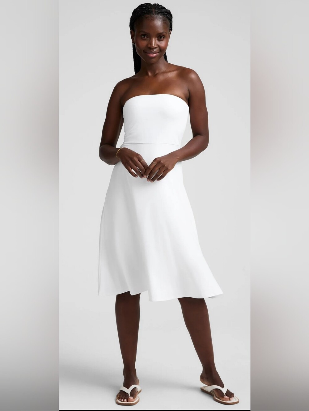 NWT Beyond Yoga Featherweight White Strapless Midi Dress Size Medium